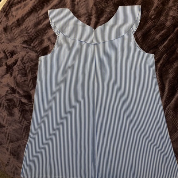 Women’s J. Crew Striped Ruffle Sleeveless Top - Picture 3 of 3